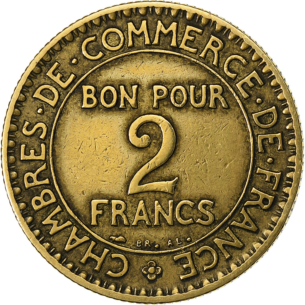 France, 2 Francs, Chambre de commerce, 1925, Paris, Bronze-Aluminium, TB+
