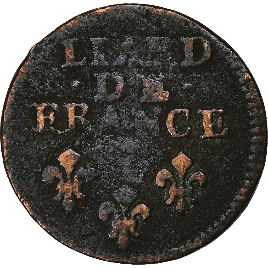 França, Louis XIV, Liard de France, 1702, Lille, Cobre, F(12-15), KM:284.22