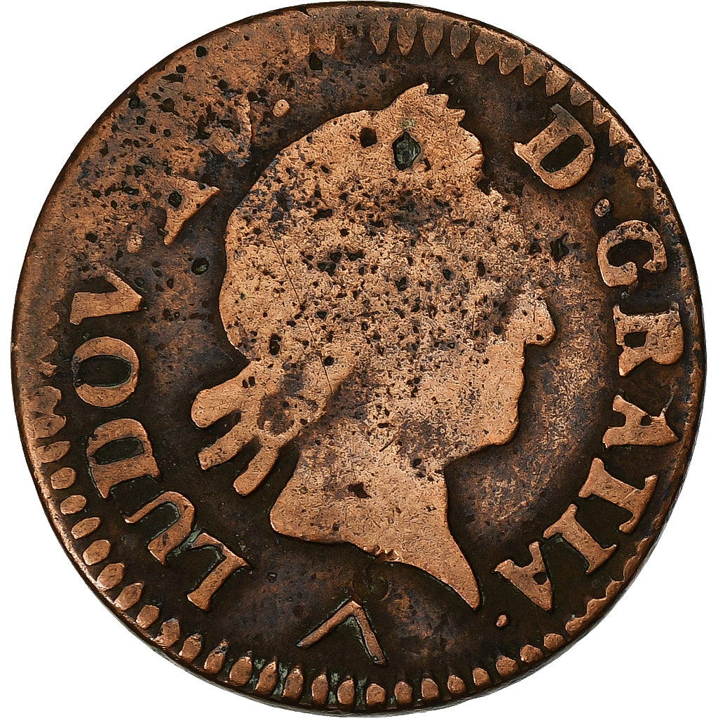 France, Louis XV, Liard, Liard à la vieille tête, 1773, Lille, Cuivre, B+