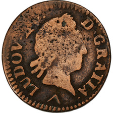 France, Louis XV, Liard, Liard à la vieille tête, 1773, Lille, Cuivre, B+