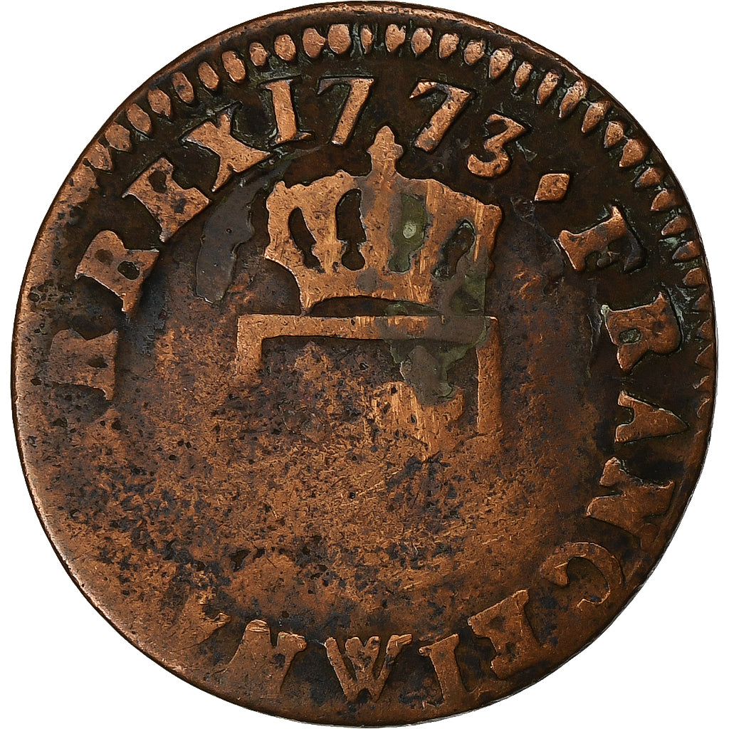 France, Louis XV, Liard, Liard à la vieille tête, 1773, Lille, Cuivre, B+