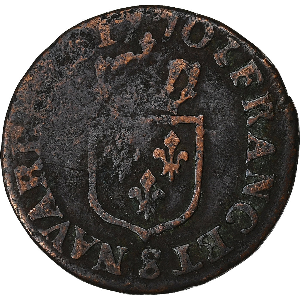 France, Louis XV, Liard, Liard à la vieille tête, 1770, Reims, Copper