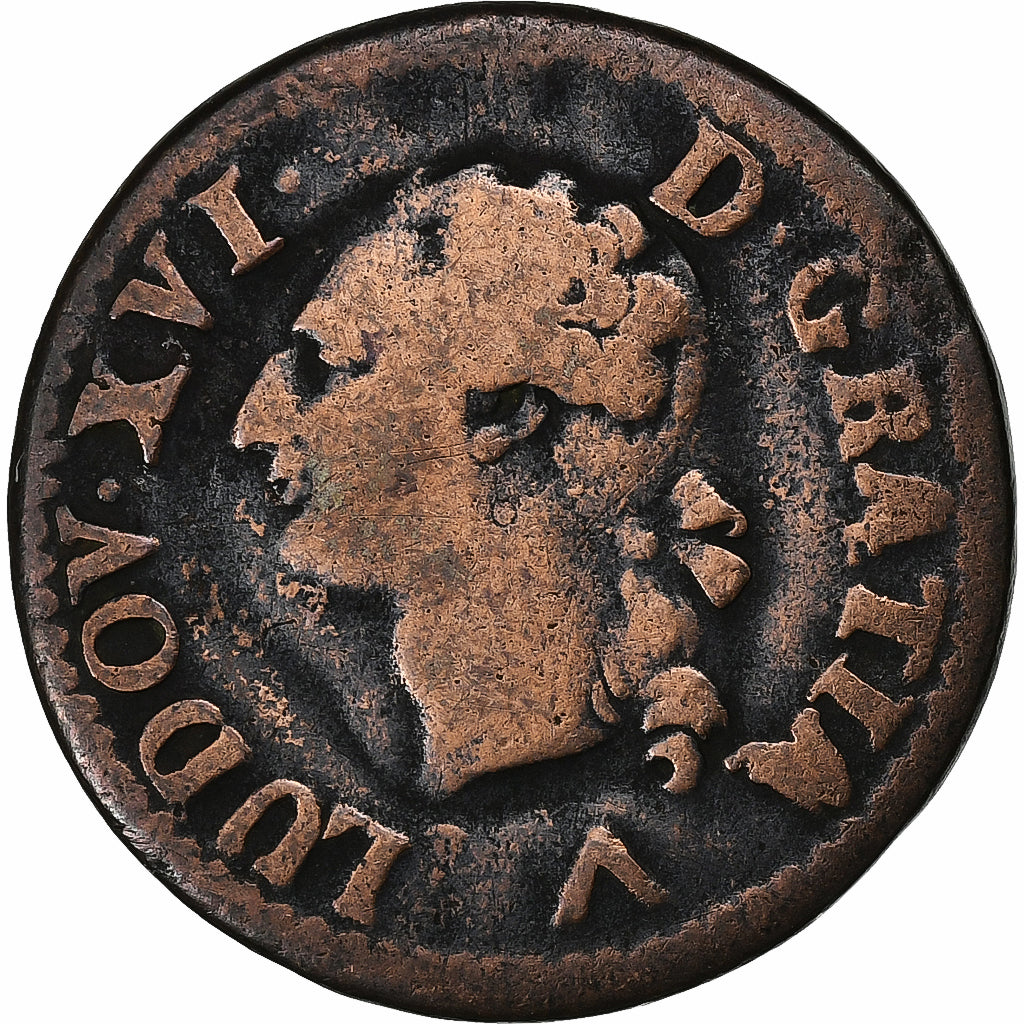 Frankreich, Louis XVI, Liard, Liard, 1779, Lille, Kupfer, S, Gadoury:349
