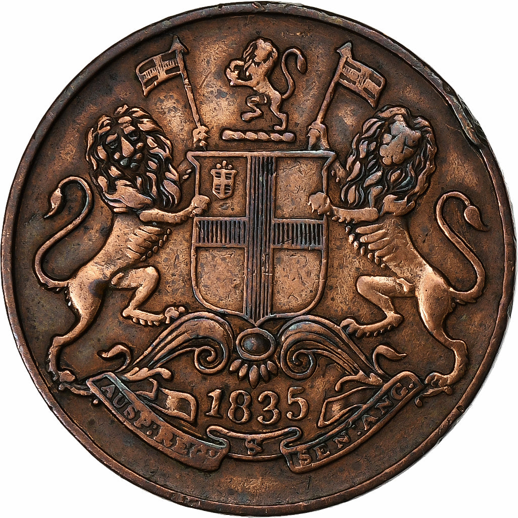 INDIA-BRITISH, 1/4 Anna, 1835, Bombay, Copper, EF(40-45), KM:446.1