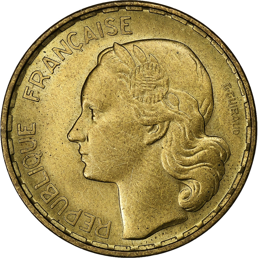 France, 50 Francs, Guiraud, 1951, Paris, Aluminum-Bronze, AU(55-58)