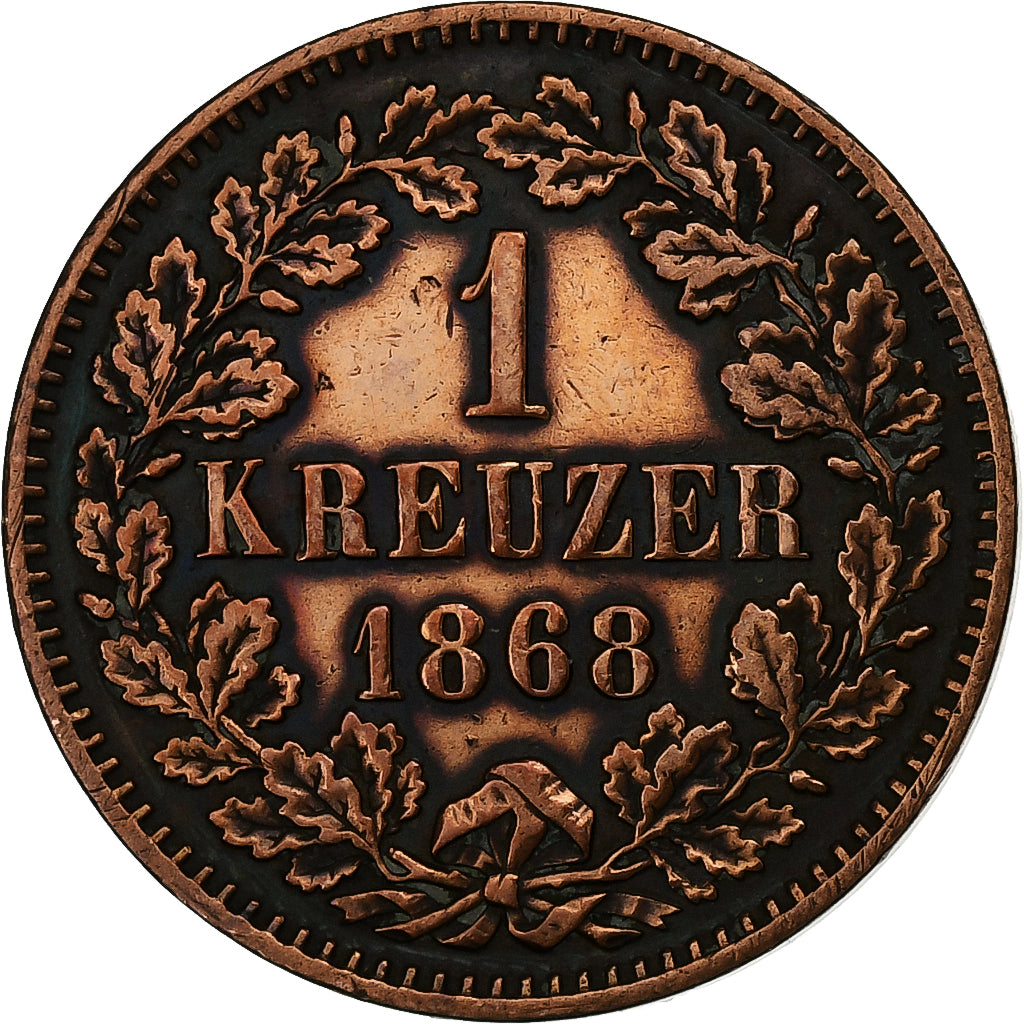 Estados Alemães, BADEN, Friedrich I, Kreuzer, 1868, Baden, Cobre, EF(40-45)
