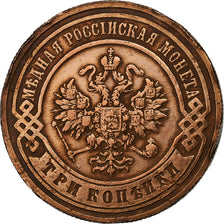 Russia, Nicholas II, 3 Kopeks, 1891, Saint Petersburg, Miedź, EF(40-45)