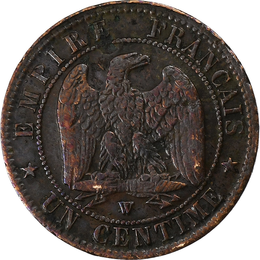 Francia, Napoleon III, Centime, 1857, Lille, Bronce, BC+, Gadoury:86, KM:775.7
