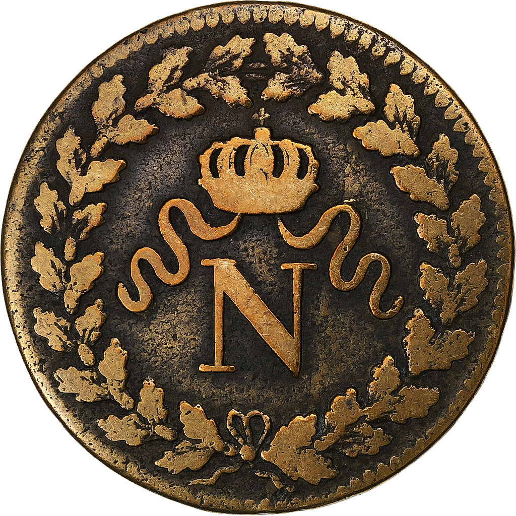 Francia, Decime, Napoléon I, 1815., Strasbourg, Bronzo, MB, Gadoury:195e