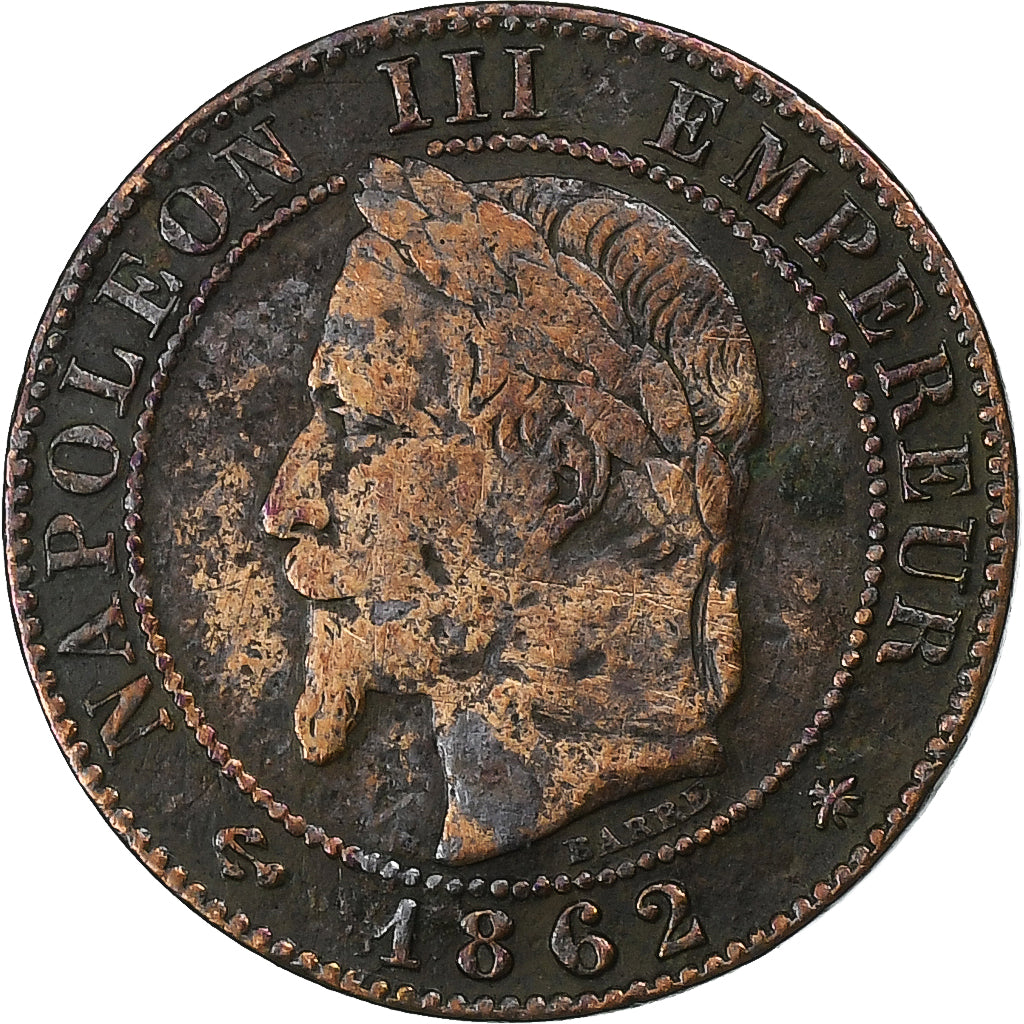 France, Napoléon III, Centime, 1862, Paris, Bronze, TB, Gadoury:87, KM:775.1