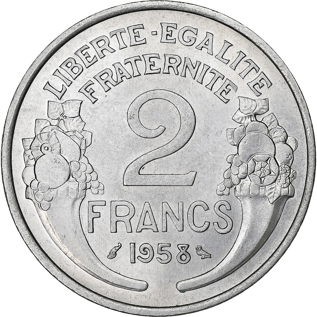 França, 2 Francs, Morlon, 1958, Paris, Coruja, Alumínio, MS(60-62)
