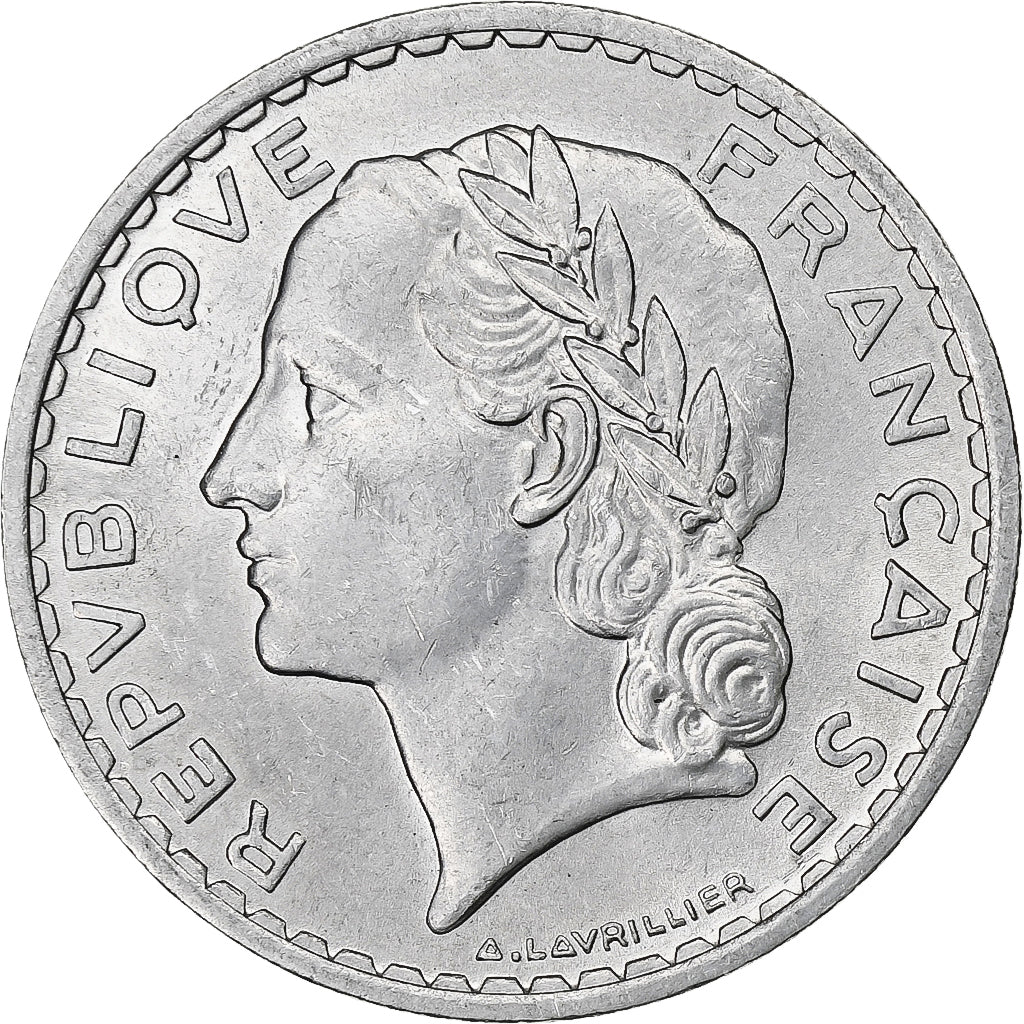 Francja, 5 Francs, Lavrillier, 1949, Paris, Aluminium, MS(60-62), Gadoury:766a