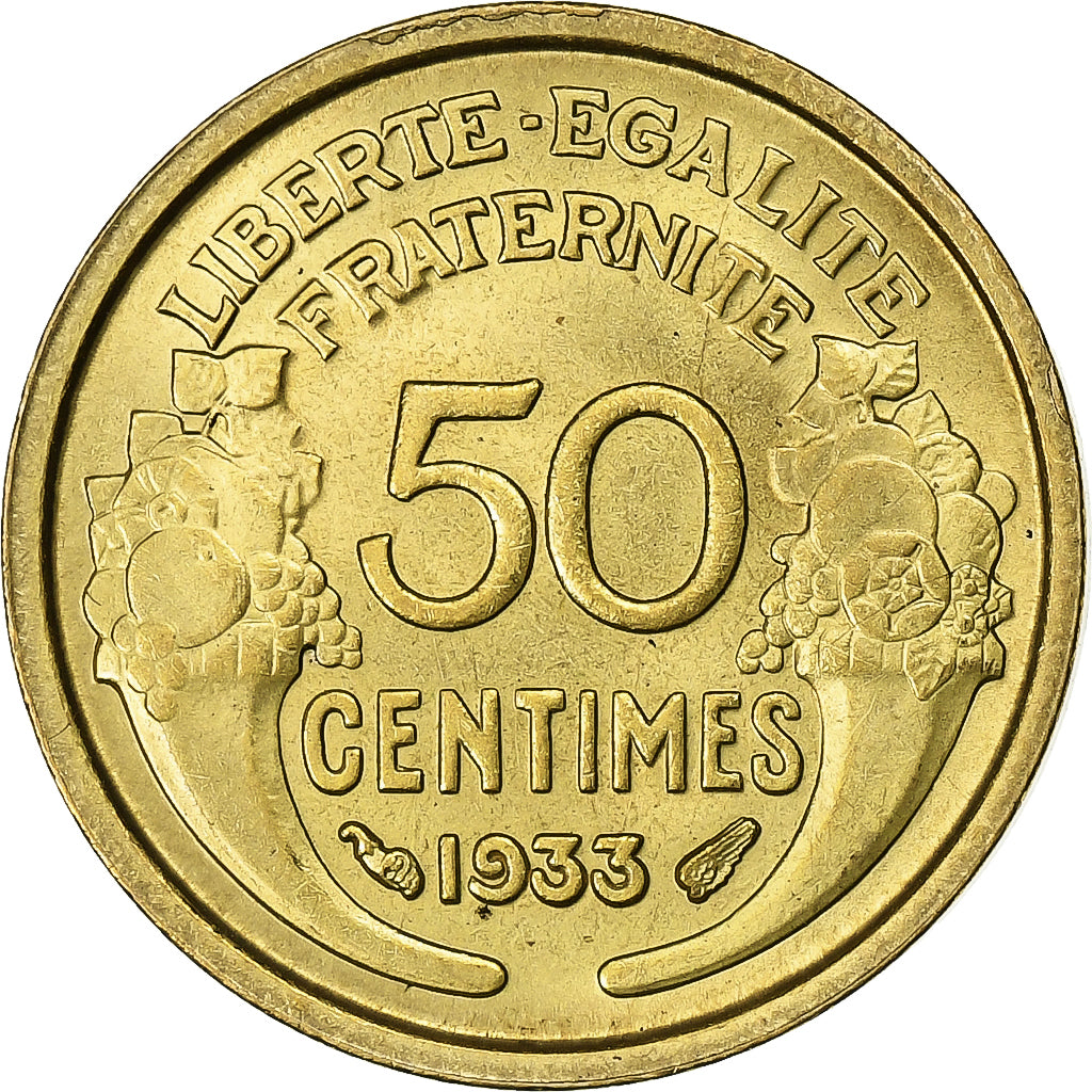 Frankreich, 50 Centimes, Morlon, 1933, Paris, Aluminum-Bronze, VZ, Gadoury:423