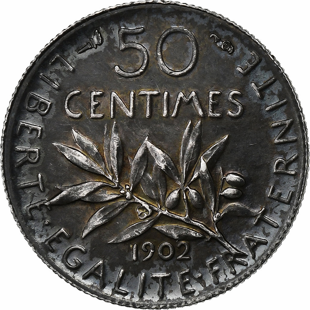 France, 50 Centimes, Semeuse, 1902, Paris, Silver, AU(55-58), Gadoury:420