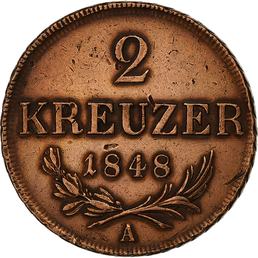 Austria, Franz Joseph I, 2 Kreuzer, 1848, Vienna, Copper, EF(40-45), KM:2188