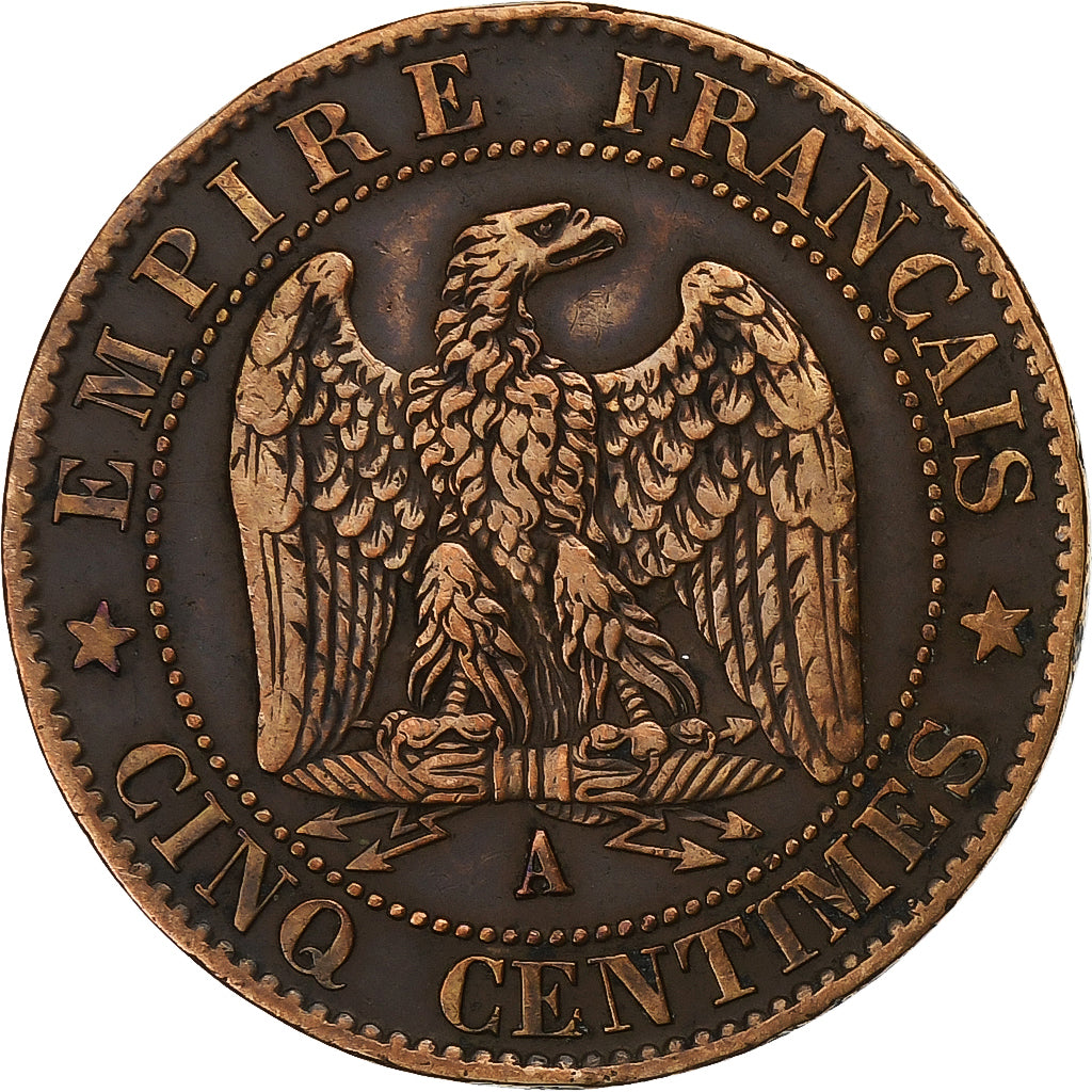 France, Napoleon III, 5 Centimes, 1862, Paris, Bronze, EF(40-45), KM:797.1