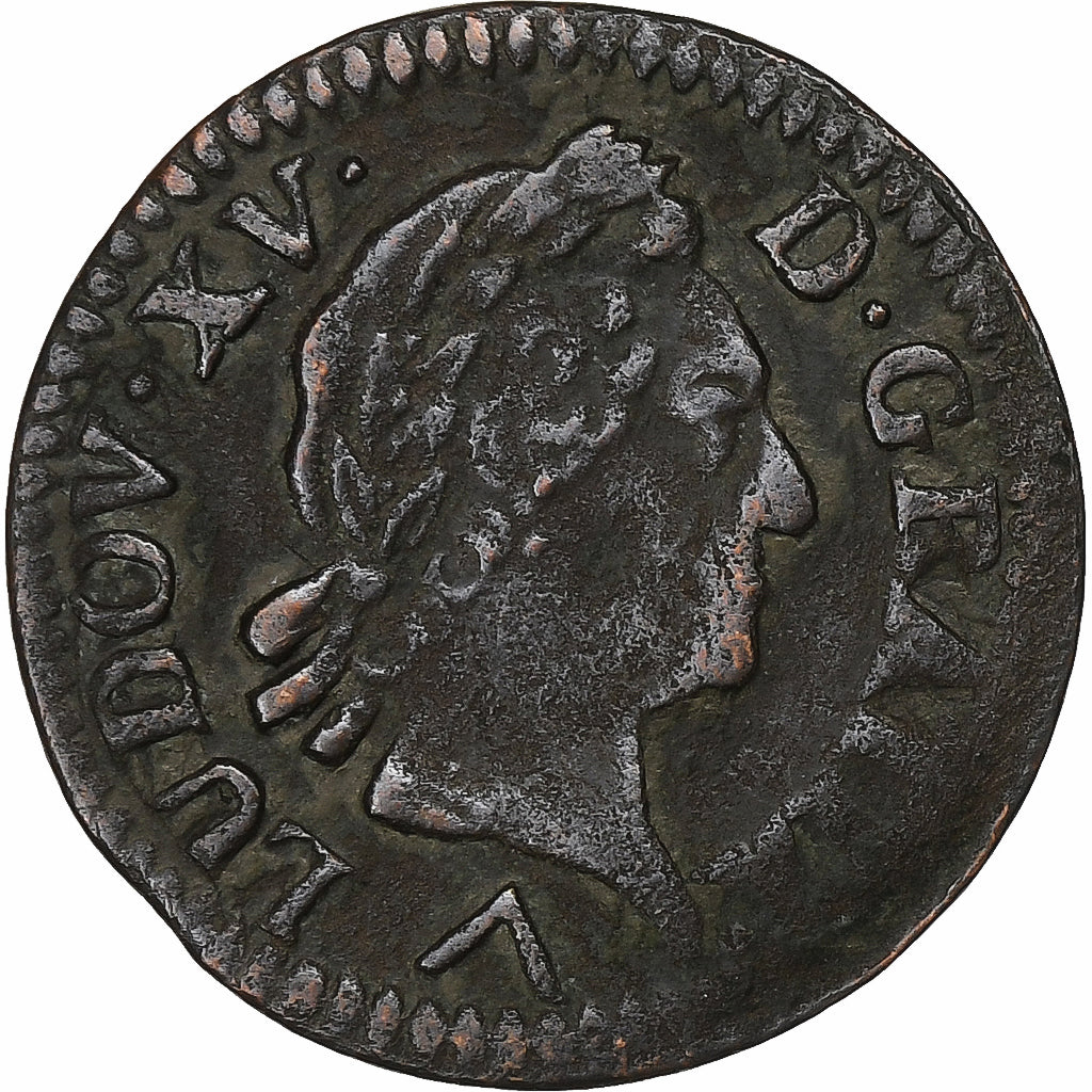 Francja, Louis XV, Liard, Liard à la vieille tête, 1773, Lille, Miedź