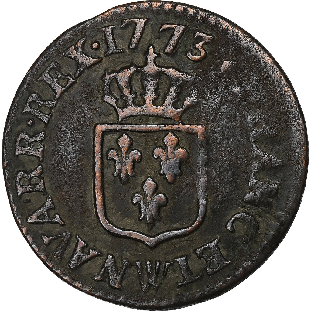 Francja, Louis XV, Liard, Liard à la vieille tête, 1773, Lille, Miedź