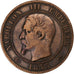 Francia, Napoleon III, 10 Centimes, 1855, Rouen, ancre, Bronzo, MB+