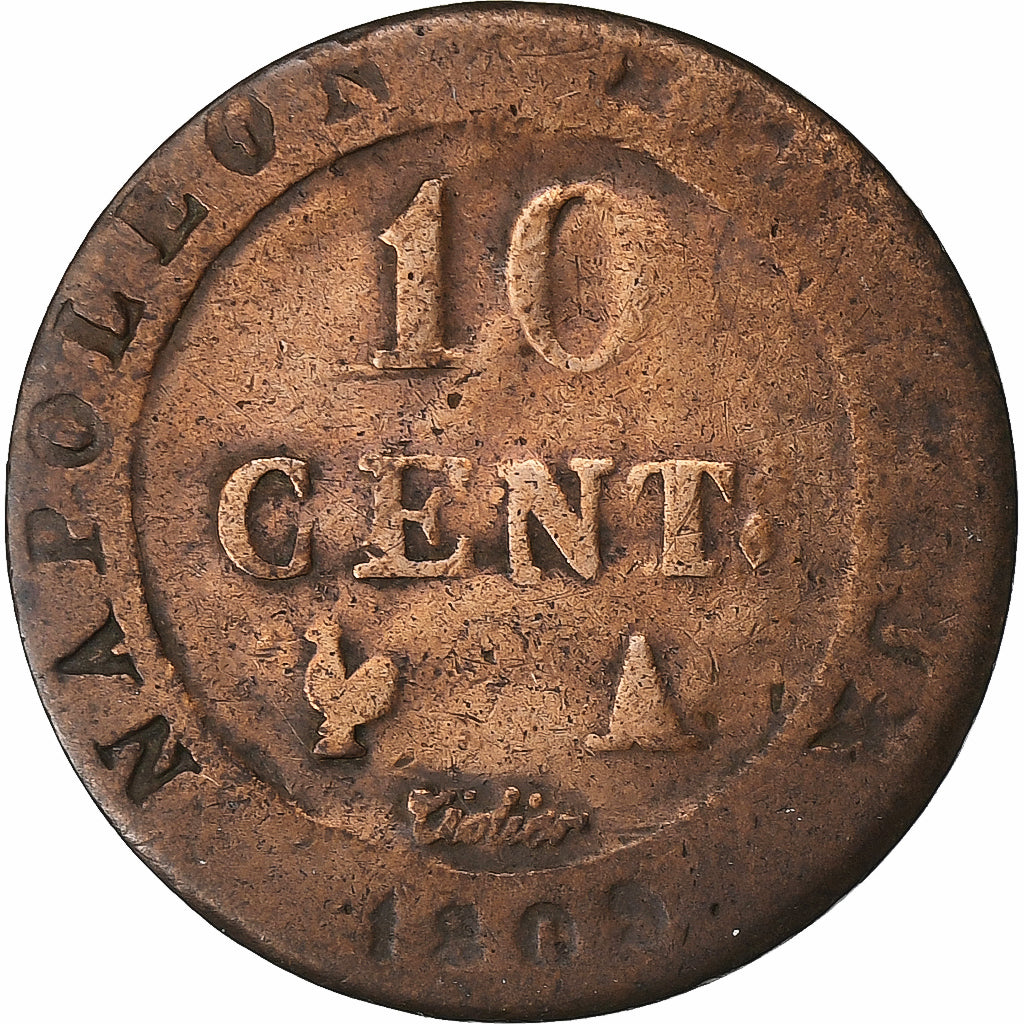 France, 10 Centimes, Napoléon I, 1809, Paris, Billon, TB, Gadoury:190, KM:676.1