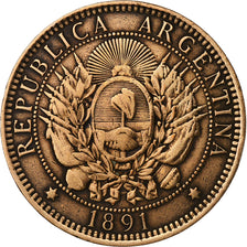 Argentina, 2 Centavos, 1891, Bronce, MBC, KM:33