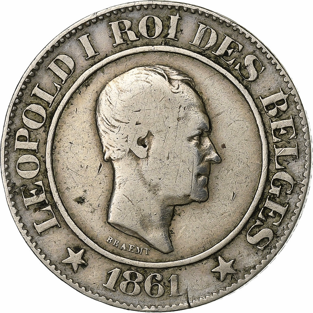 Belgium, Leopold I, 20 Centimes, 1861, Copper-nickel, VF(30-35), KM:20