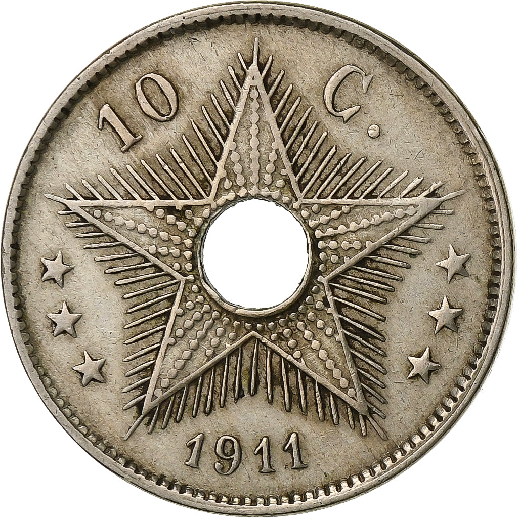 Belgisch-Kongo, Albert I, 10 Centimes, 1911, Heaton, Kupfer-Nickel, SS, KM:18