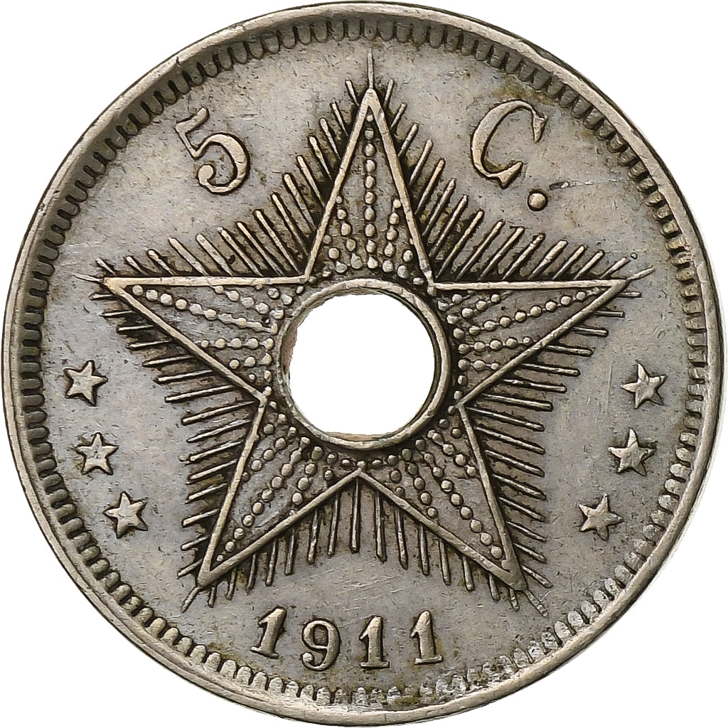 Belgian Congo, Albert I, 5 Centimes, 1911, Copper-nickel, EF(40-45), KM:17