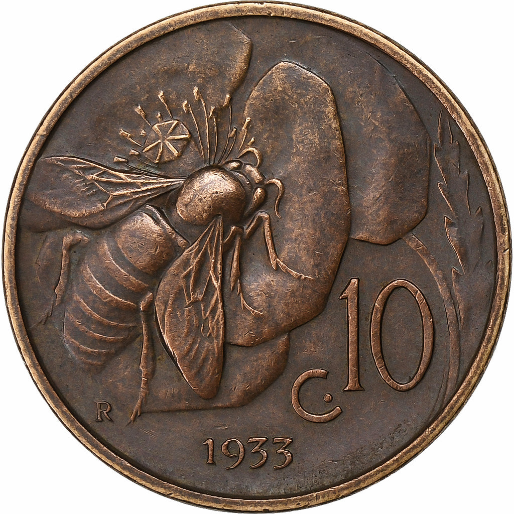 Italy, Vittorio Emanuele III, 10 Centesimi, 1933, Rome, Bronze, EF(40-45), KM:60