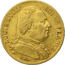 Frankrijk, Louis XVIII, 20 Francs, Louis XVIII, 1814, Paris, Goud, FR+