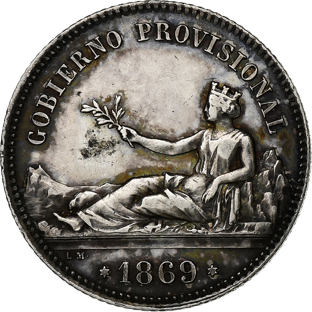 Spain, Provisional Government, Peseta, 1869, Madrid, Silver, AU(50-53), KM:652