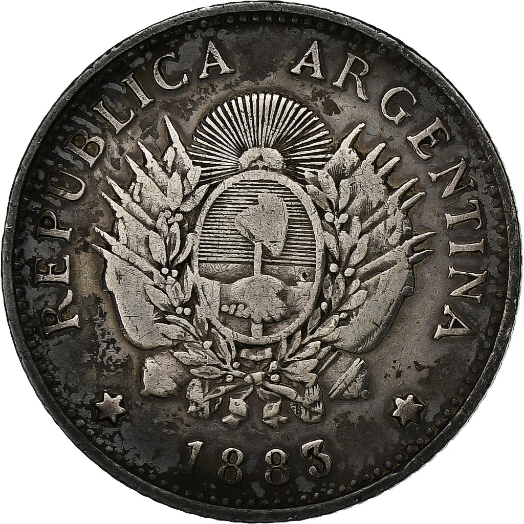 Argentina, 20 Centavos, 1883, Plata, MBC, KM:27