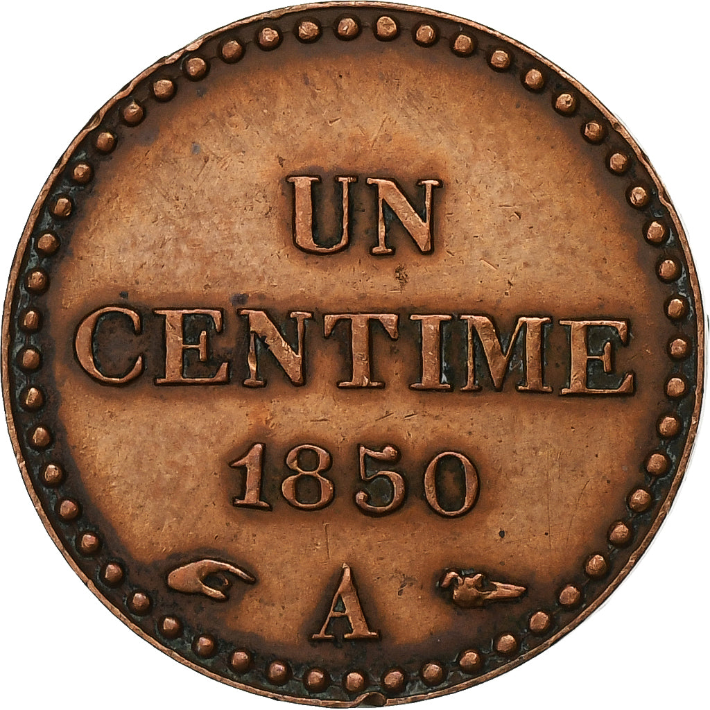 France, Centime, Dupré, 1850, Paris, Bronze, AU(55-58), Gadoury:84, KM:754
