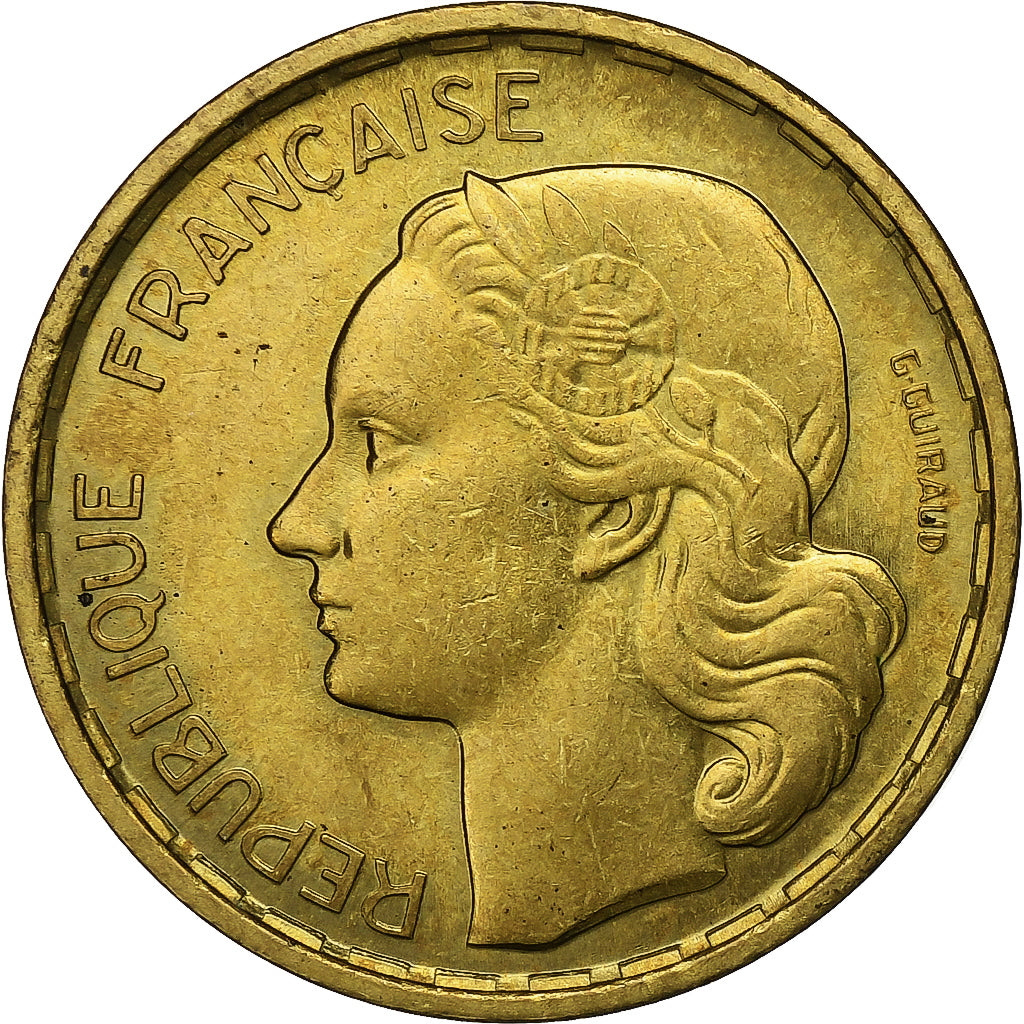 Frankrijk, 20 Francs, Guiraud, 1950, Paris, 4 Faucilles, Aluminum-Bronze, PR