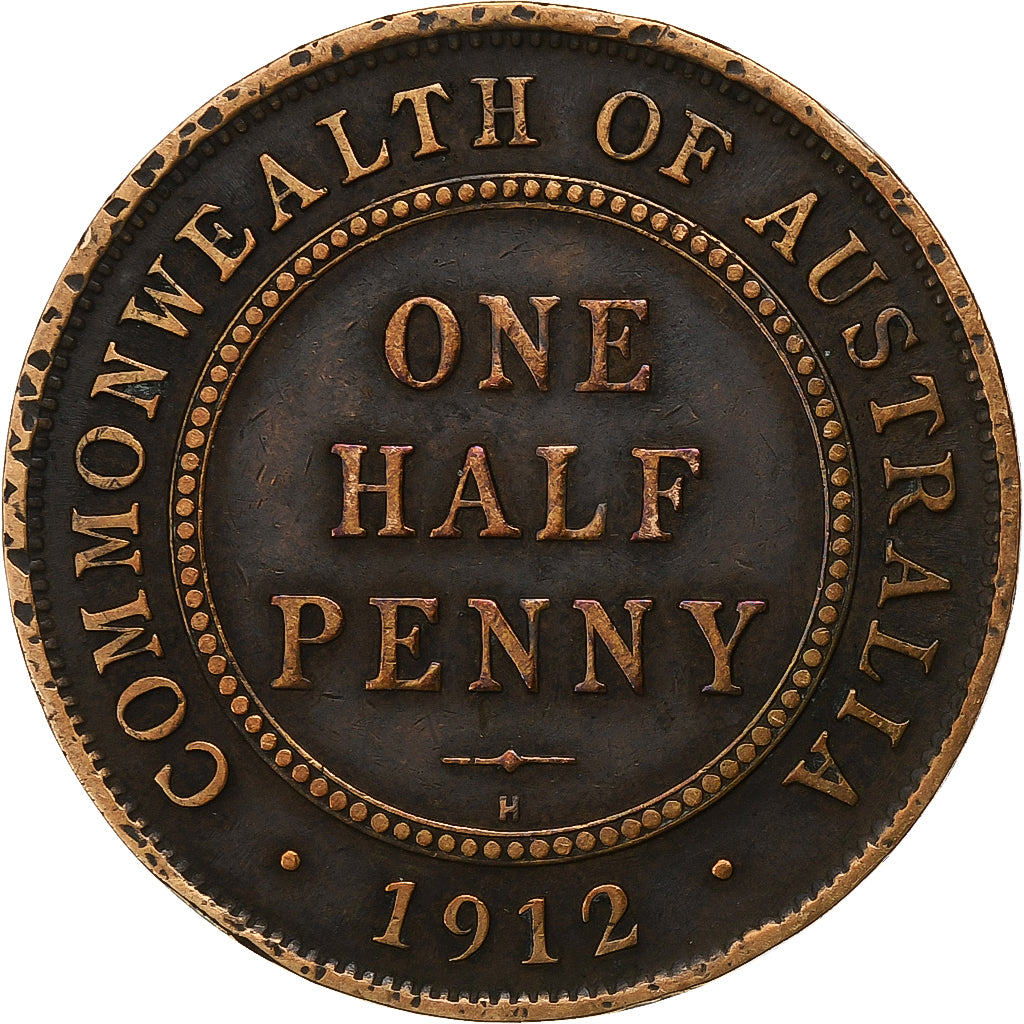 Australia, George V, 1/2 Penny, 1912, Heaton, Bronze, VF(30-35), KM:22