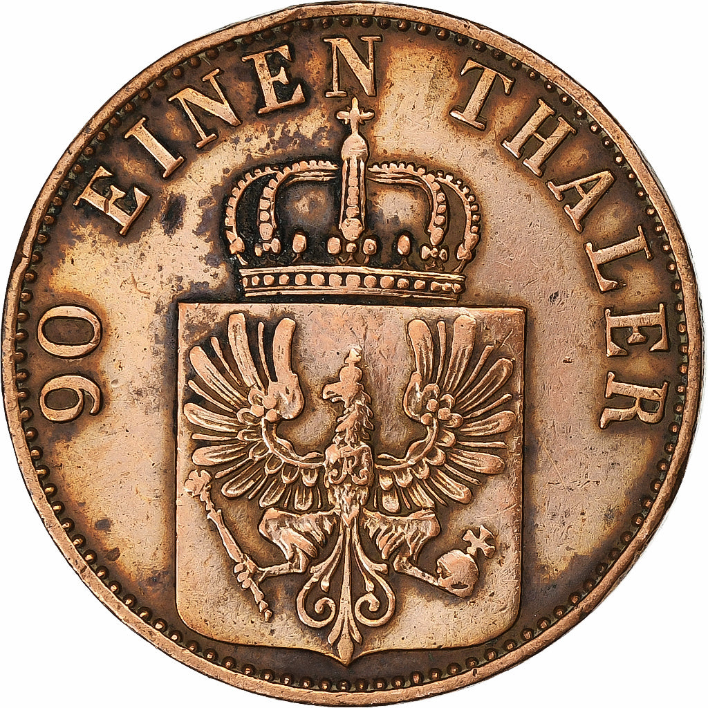 Stati tedeschi, PRUSSIA, Wilhelm I, 4 Pfennig, 1868, Cleves, Rame, BB+, KM:483