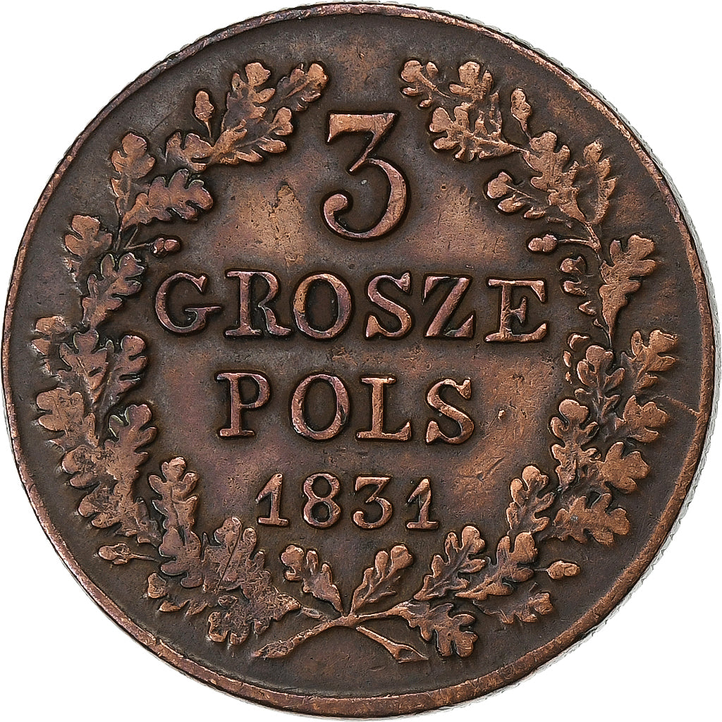 Poland, Nicholas I, 3 Grosze, 1831, Warsaw, Copper, EF(40-45), KM:120