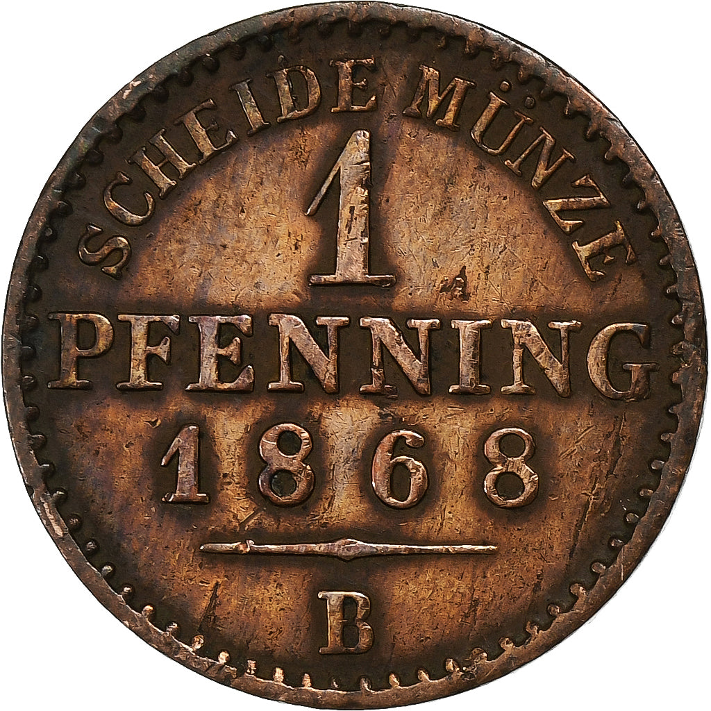 Duitse staten, PRUSSIA, Wilhelm I, Pfennig, 1868, Breslau, Koper, ZF, KM:480