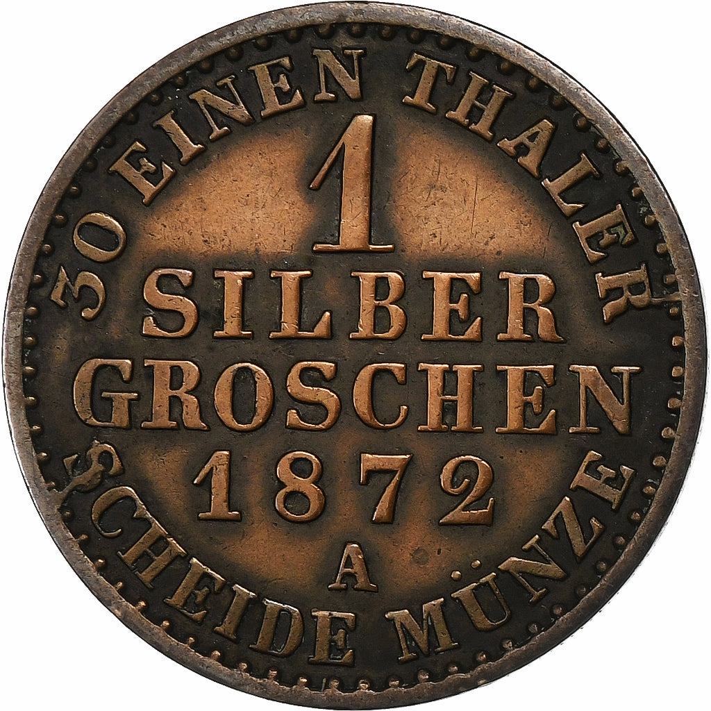 German States, PRUSSIA, Wilhelm I, Groschen, 1872, Berlin, Silver, VF(30-35)