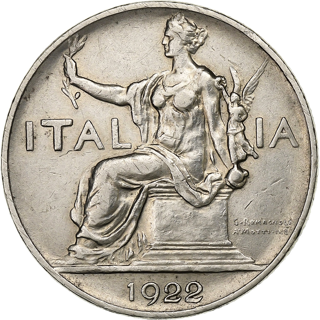 Italy, Vittorio Emanuele III, Lira, 1922, Rome, Nickel, EF(40-45), KM:62