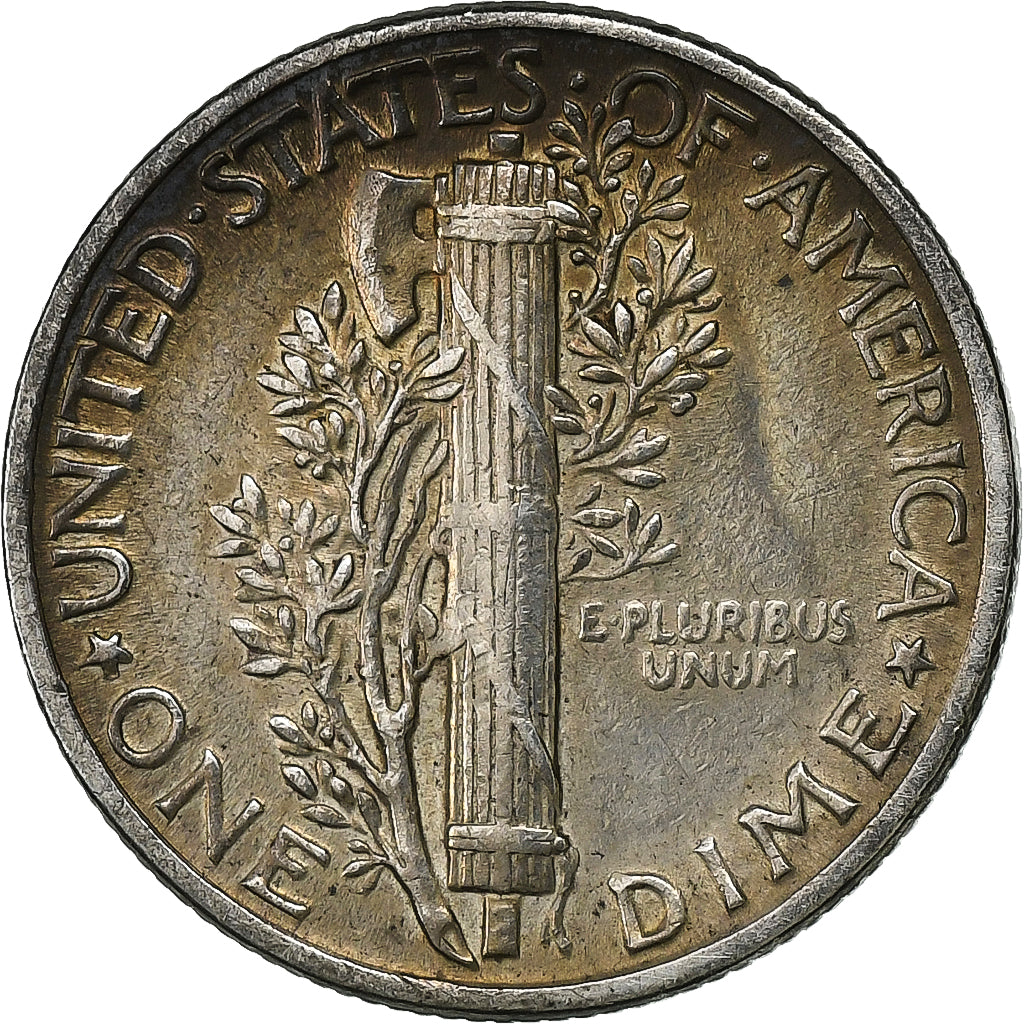 États-Unis, Dime, Mercury Dime, 1945, U.S. Mint, Argent, TTB, KM:140