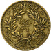 Tunisia, Anonymous, Franc, 1921/AH1340, Paris, Aluminium-Brąz, EF(40-45)