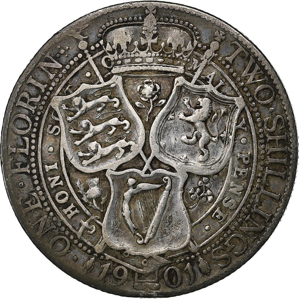 Great Britain, Victoria, Florin, 1901, Silver, VF(30-35), KM:782