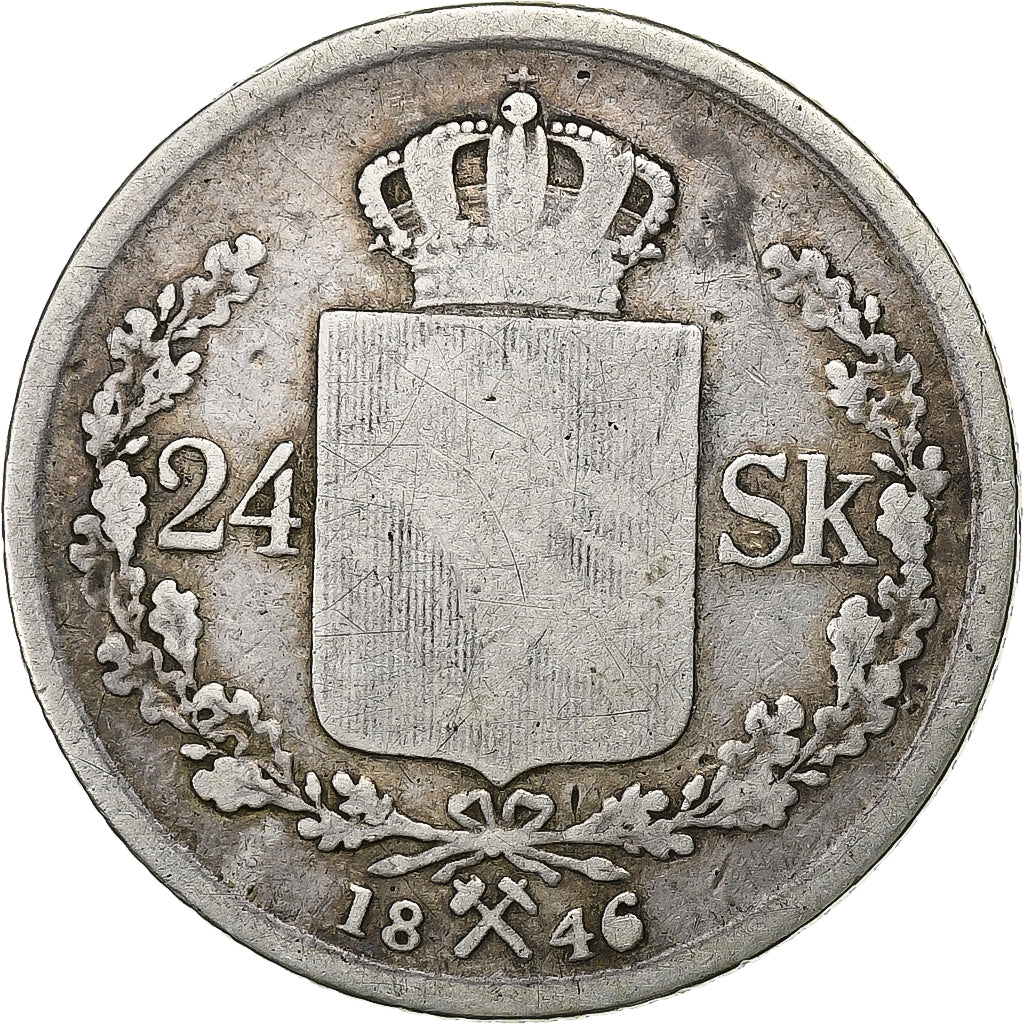 Norway, Oscar I, 24 Skilling, 1846, Silver, VF(30-35), KM:315.1