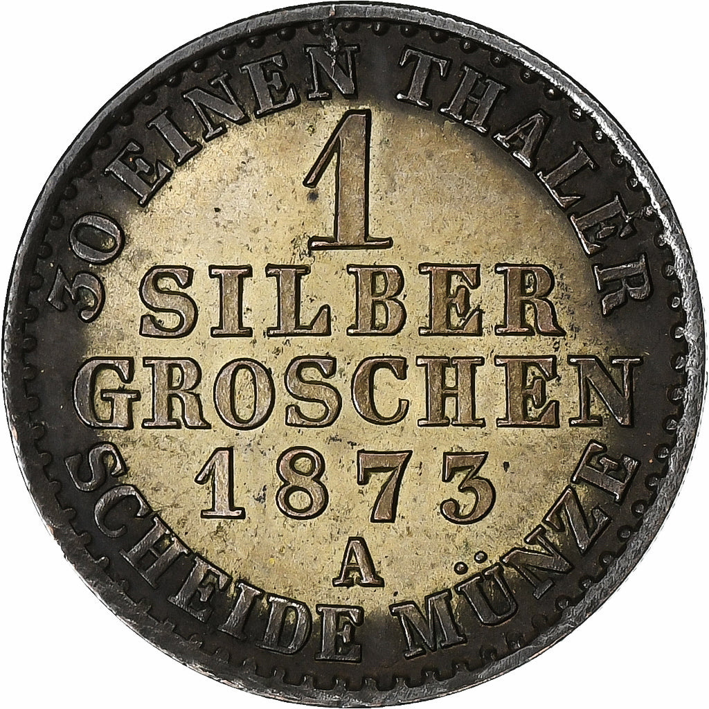 German States, PRUSSIA, Wilhelm I, Groschen, 1873, Berlin, Silver, AU(50-53)