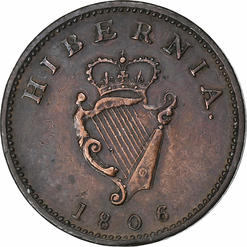 Ireland, George III, Farthing, 1806, Copper, AU(50-53), KM:146.1