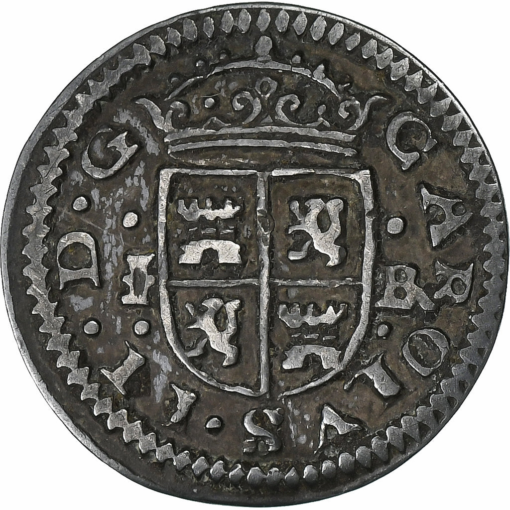 Espagne, Charles II, 1/2 Real, 1/2 Croat, 1686, Segovia, Argent, TTB, KM:203