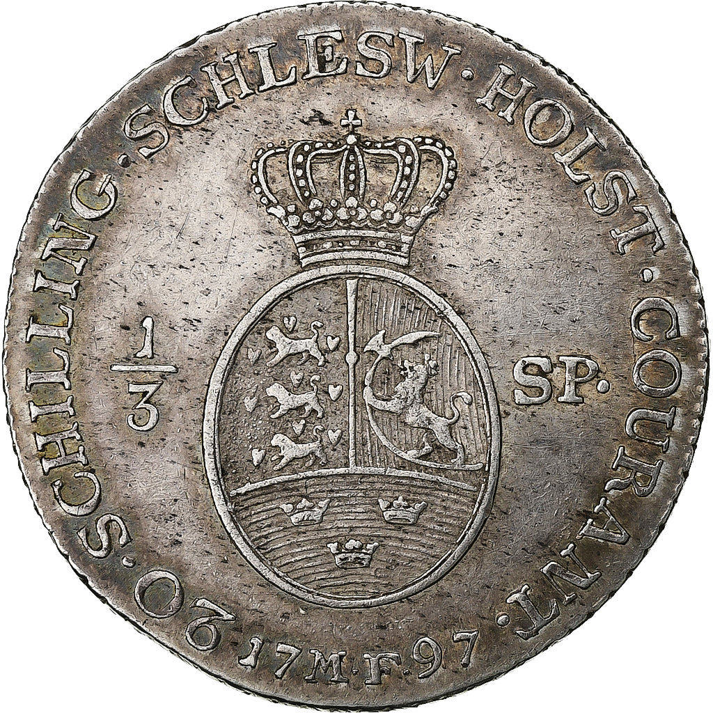 German States, SCHLESWIG-HOLSTEIN, Christian VII, 20 Schilling, 1/3 Daler