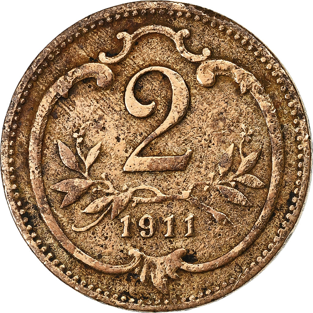 Austria, Franz Joseph I, 2 Heller, 1911, Bronze, F(12-15), KM:2801