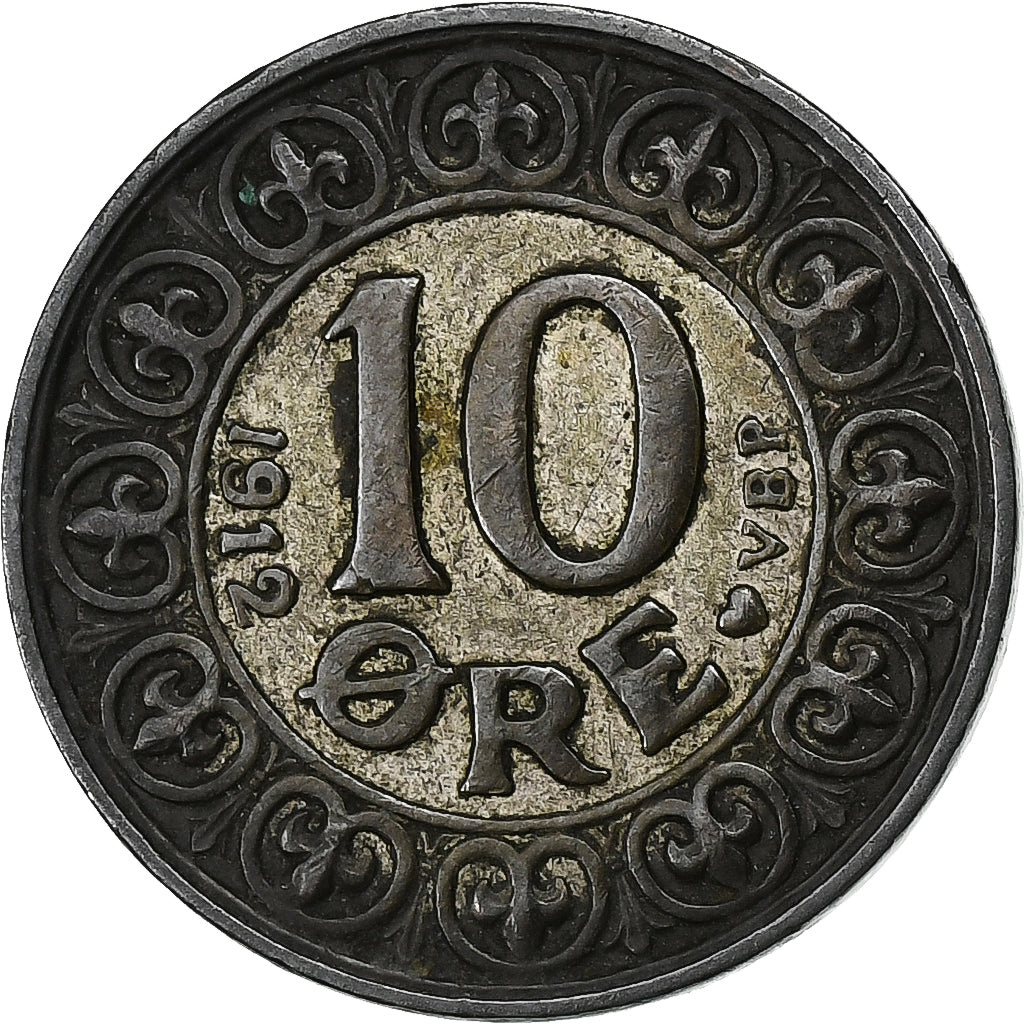 Danimarca, Frederik VIII, 10 Öre, 1912, Copenhagen, Argento, BB, KM:807